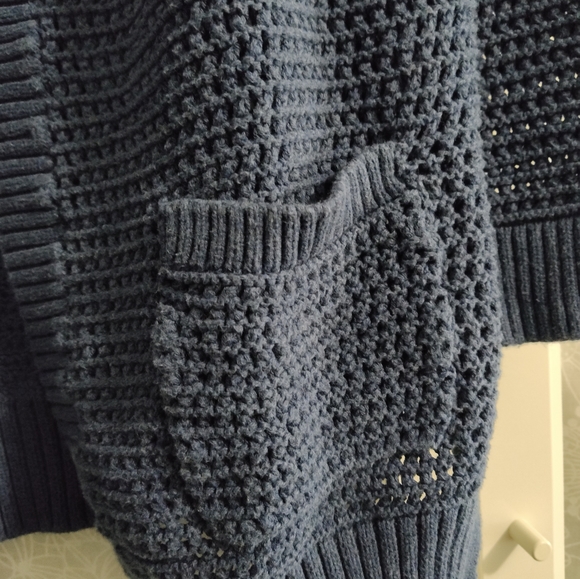 Navy Gap cotton open chunky knit cardigan - Picture 3 of 6